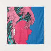 Great Wave in Vaporwave Pop Art style. View on the Wandteppich (Vorderseite (Horizontal))