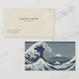 Great Wave Inspired Japanese Business Card  Visitenkarte