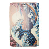 Great Wave inspiriert rosa Sakura Ästhetik Badematte (Vorderseite Vertikal)