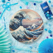 Great Wave inspiriert rosa Sakura Ästhetik Pappteller (Party)