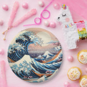 Great Wave inspiriert rosa Sakura Ästhetik Pappteller (Party)