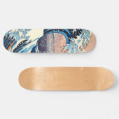 Great Wave inspiriert rosa Sakura Ästhetik Skateboard (Horizontal)
