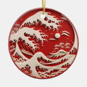 Great Wave Japanisch Keramik Ornament (Vorne)