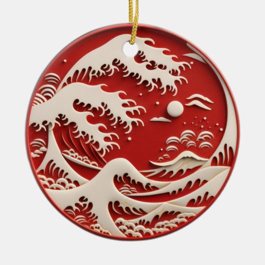 Great Wave Japanisch Keramik Ornament (Vorne)