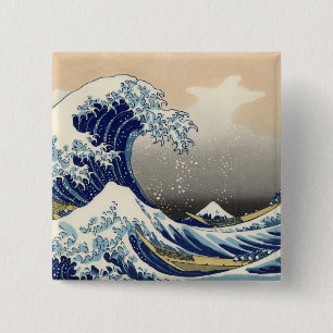 Great Wave Kanagawa japanisches Gemälde Button