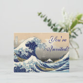 Great Wave Kanagawa japanisches Gemälde Einladung (Stehend Vorderseite)