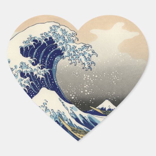 Great Wave Kanagawa japanisches Gemälde Herz-Aufkleber (Vorderseite)