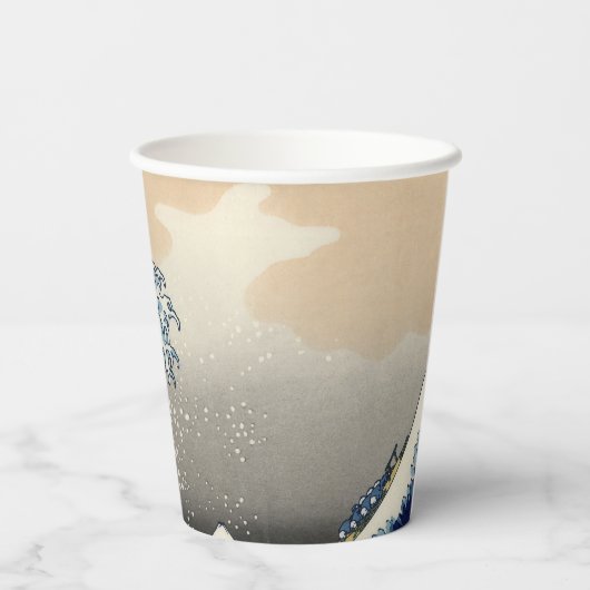 Great Wave Kanagawa japanisches Gemälde Pappbecher (Rückseite)