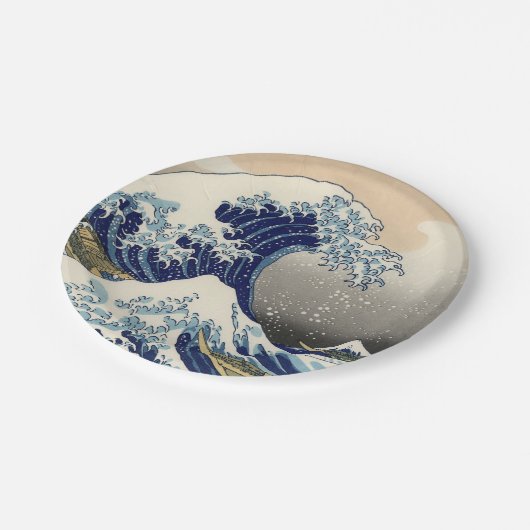 Great Wave Kanagawa japanisches Gemälde Pappteller (Schrägansicht)