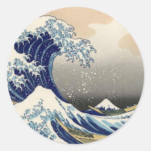 Great Wave Kanagawa japanisches Gemälde Runder Aufkleber (Vorderseite)