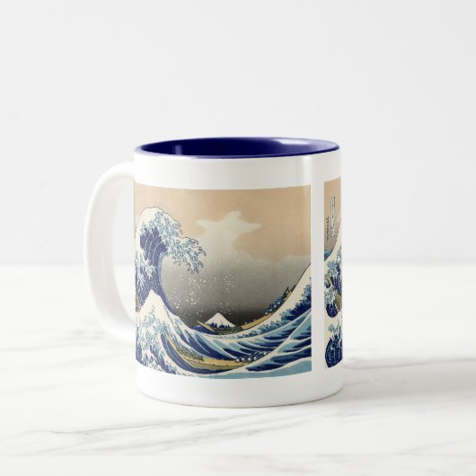 Great Wave Kanagawa japanisches Gemälde Zweifarbige Tasse (Vorderseite Links)