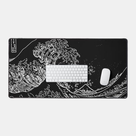 Great Wave Kontur Black and White Mouse Pad Schreibtischunterlage (Tastatur & Maus)