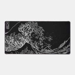 Great Wave Kontur Black and White Mouse Pad Schreibtischunterlage