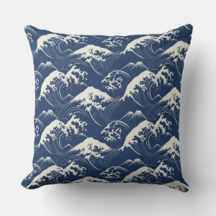 Great Wave Mandala – Nahtloses Japanisch-Inspirier Kissen