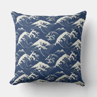 Great Wave Mandala – Nahtloses Japanisch-Inspirier Kissen