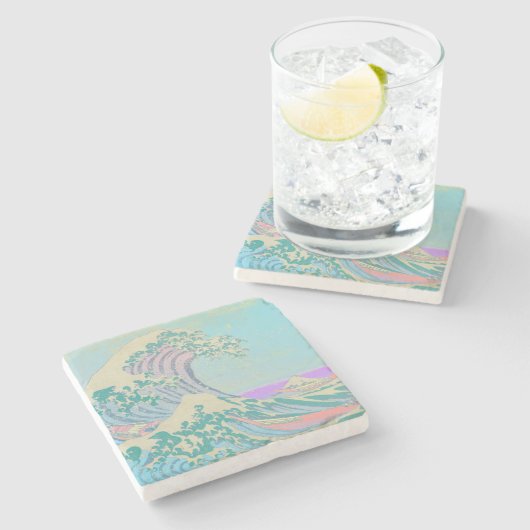Great Wave Marble Stone Untersetzer (Seitenansicht)
