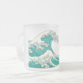 Great Wave mattierte Tasse aus Glas - grün (Vorderseite Links)