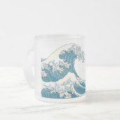 Great Wave mattierte Tasse aus Glas - hellblau (Vorderseite Links)