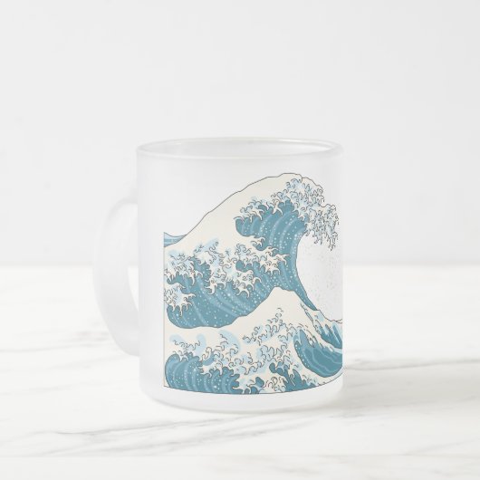 Great Wave mattierte Tasse aus Glas - hellblau (Vorderseite Links)