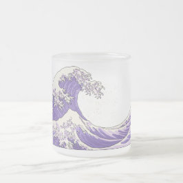Great Wave mattierte Tasse aus Glas - lila