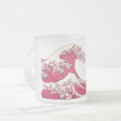 Great Wave mattierte Tasse aus Glas - rosa (Vorderseite Links)