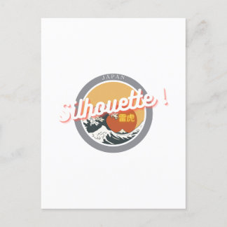 Great Wave & Neon Kanji – Retro Japanese Fuji Des2 Postkarte