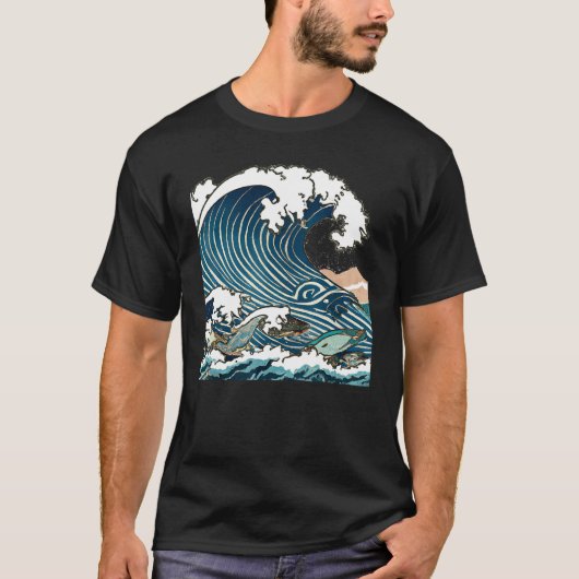 Great Wave Of Kanagawa Japanese Ukiyo e Men Women T-Shirt (Vorderseite)
