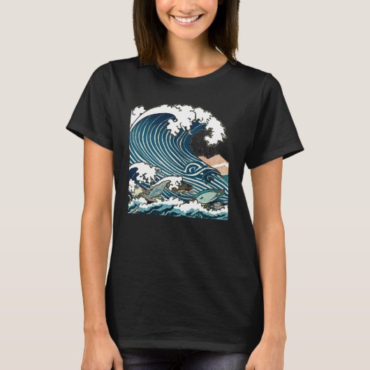 Great Wave Of Kanagawa Japanese Ukiyo e Men Women T-Shirt (Vorderseite)