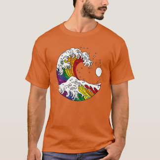 Great Wave of Kanagawa LGBTQ-Stolz-Regenbogenflagg T-Shirt