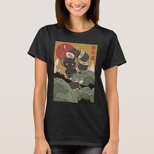 Great wave of kanagawa Sushi Dragon Edo Period T-Shirt (Vorderseite)
