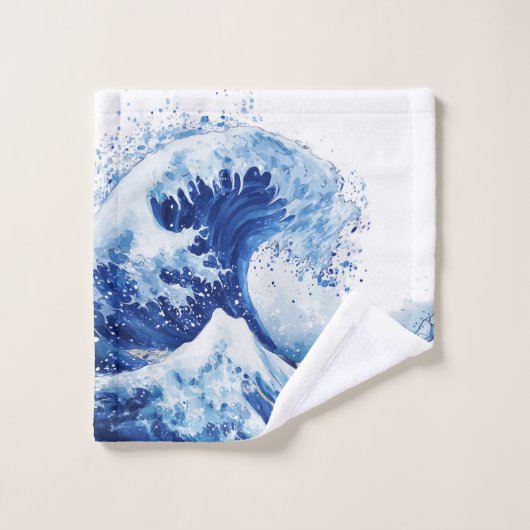 Great Wave Off Kanagawa Duschvorhang Badhandtuch Set (Waschlappen)