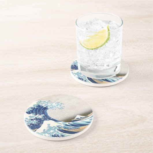Great Wave Off Kanagawa Hokusai Fine Art Getränkeuntersetzer (Seite)
