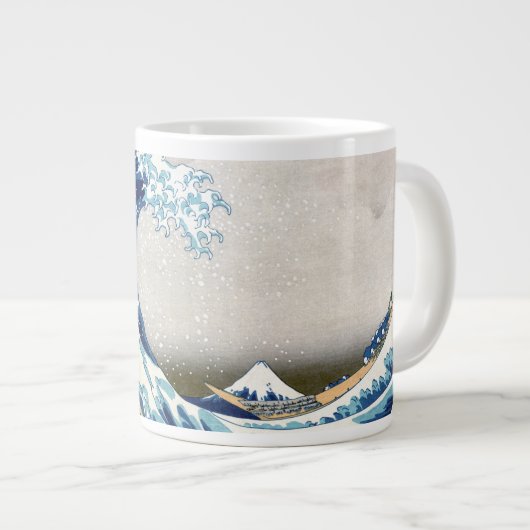 Great Wave Off Kanagawa Hokusai Fine Art Jumbo-Tasse (Vorderseite Rechts)