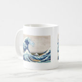Great Wave Off Kanagawa Hokusai Fine Art Kaffeetasse (Vorderseite Links)