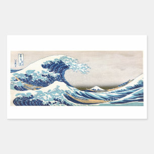 Great Wave Off Kanagawa Hokusai japanische Fine Ar Rechteckiger Aufkleber