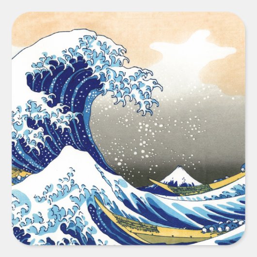 Great Wave off Kanagawa ~ Hokusai Quadratischer Aufkleber (Vorderseite)