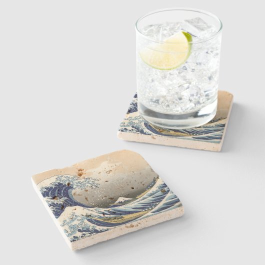 Great Wave Off Kanagawa | Hokusai | Steinuntersetzer (Seitenansicht)
