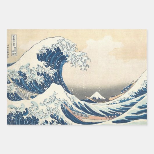 Great Wave off Kanagawa Japanisch Ukiyo-e Decoupag Geschenkpapier Set (Vorderseite)