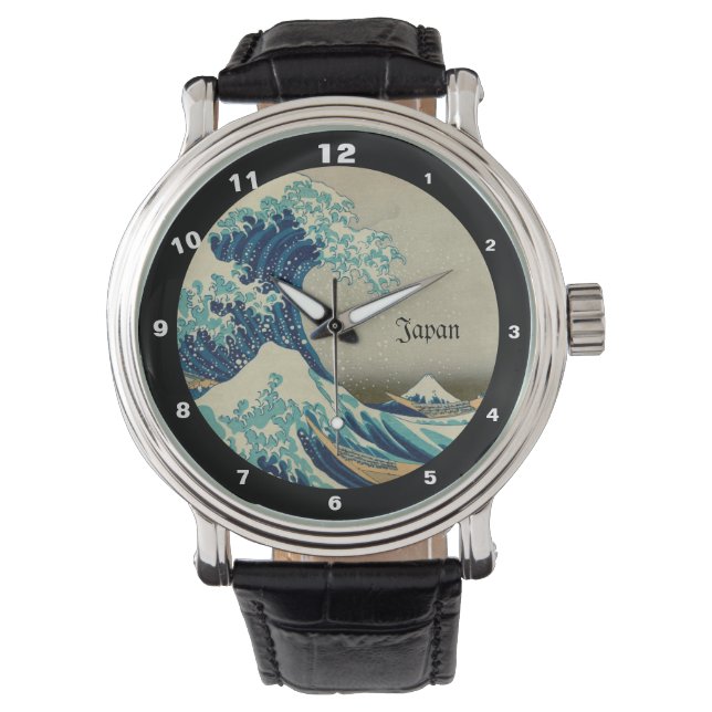 Great Wave Off Kanagawa & japanische Kunst /Japan Armbanduhr (Vorderseite)