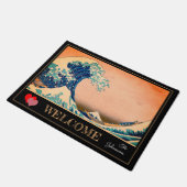 Great Wave Off Kanagawa & japanische Kunst /Japan Fußmatte (Schrägansicht)