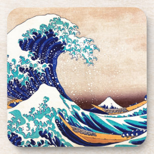 Great Wave Off Kanagawa Japanischer Holzblock Prin Getränkeuntersetzer