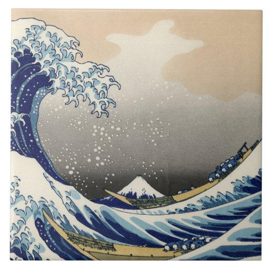 Great Wave Off Kanagawa & Mount Fuji Japan Sea Fliese (Vorderseite)