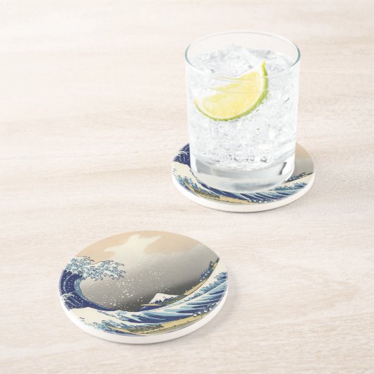 Great Wave Off Kanagawa & Mount Fuji Japan Sea Getränkeuntersetzer (Seite)