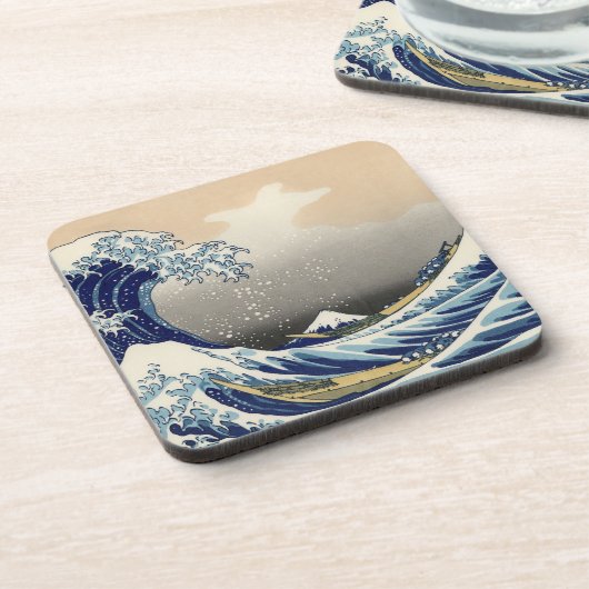 Great Wave Off Kanagawa & Mount Fuji Japan Sea Getränkeuntersetzer (Linke Seite)