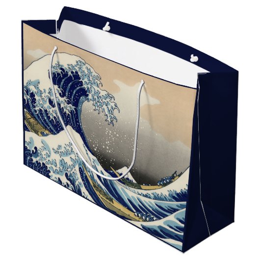 Great Wave Off Kanagawa & Mount Fuji Japan Sea Große Geschenktüte (Rückseite Schrägansicht)