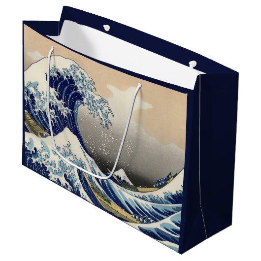 Great Wave Off Kanagawa & Mount Fuji Japan Sea Große Geschenktüte (Vorderseite Schrägansicht)