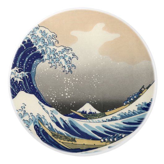 Great Wave Off Kanagawa & Mount Fuji Japan Sea Keramikknauf (Vorderseite)