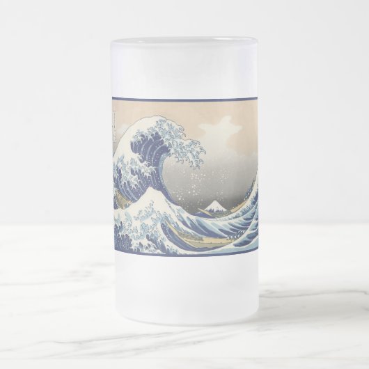 Great Wave Off Kanagawa & Mount Fuji Japan Sea Mattglas Bierglas (Mittel)