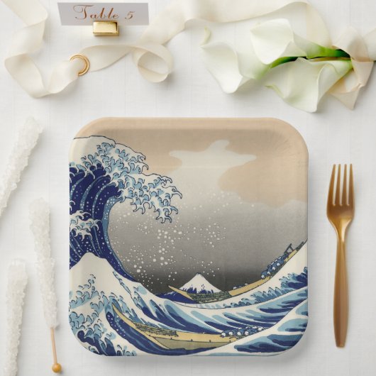 Great Wave Off Kanagawa & Mount Fuji Japan Sea Pappteller (Hochzeit)