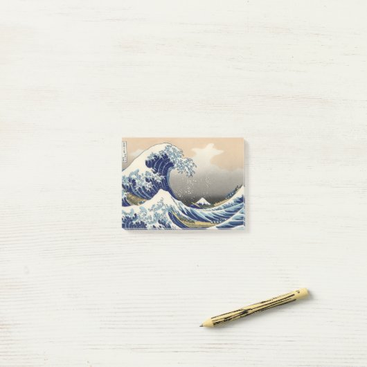 Great Wave Off Kanagawa & Mount Fuji Japan Sea Post-it Klebezettel (Auf Schreibtisch)